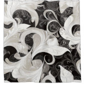 Whimsy in Black and Cream Barock Wirbel Duschvorhang (Vorderseite)