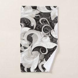 Whimsy in Black and Cream Barock Wirbel Handtuch