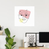 Whimsy in One Line - Abstraktes Portrait Poster (Heimbüro)