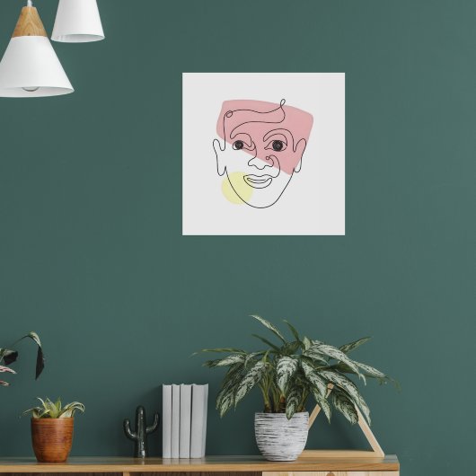 Whimsy in One Line - Abstraktes Portrait Poster (Wohnzimmer 1)