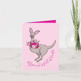 Whimsy kangaroo hearts valentines card feiertagskarte