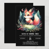 Whimsy Kids Fox Geburtstag digital Einladung (Vorne/Hinten)