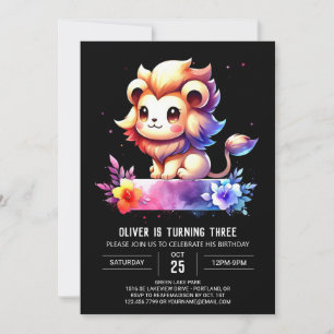 Whimsy Kids Lion Birthday Einladung