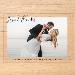 Whimsy Liebe und Dank Hochzeit Foto Acryleinladungen