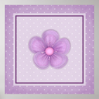 Whimsy Lila Blume auf einem Polka Dot Hintergrund Poster