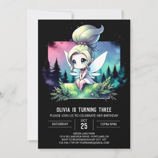Whimsy Little Fairy Geburtstag Einladung (Vorderseite)
