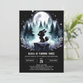 Whimsy Little Wolf Geburtstag Einladung (Stehend Vorderseite)