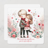 Whimsy Loving Valentine Couple  Feiertagskarte (Vorne/Hinten)