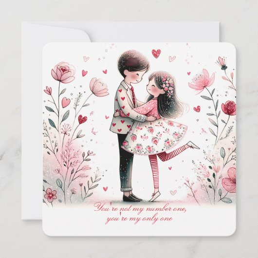 Whimsy Loving Valentine Couple  Feiertagskarte (Vorderseite)