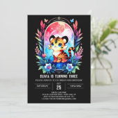 Whimsy Magical Tiger Birthday Einladung (Stehend Vorderseite)
