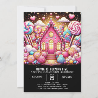 Whimsy Majestic Candyland Digital Geburtstag Einladung