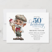 Whimsy Man 50th Birthday Bash Humor Invitation Einladung (Vorderseite)