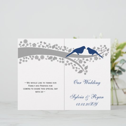 Whimsy marinebords gefaltete Hochzeitsprogramme (Stehend Vorderseite)