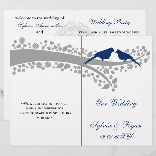 Whimsy marinebords gefaltete Hochzeitsprogramme (Vorne/Hinten)