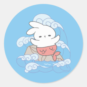 Whimsy Mer-Bunny Adventure Runder Aufkleber