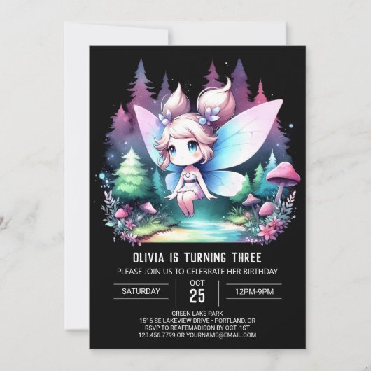 Whimsy Modern Fairy Birthday Einladung (Vorderseite)