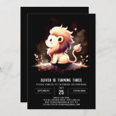 Whimsy Modern Lion Birthday Einladung (Vorne/Hinten)