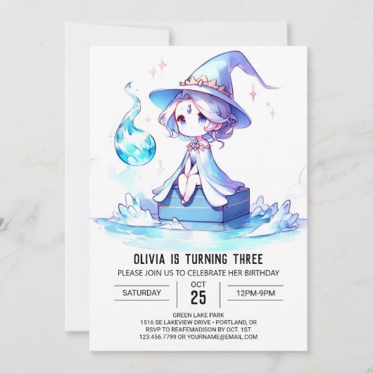 Whimsy Niedlich Wizard Geburtstag Einladung (Vorderseite)