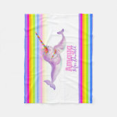 Whimsy nwhal Regenbogen Name farbenfroh Fleecedecke (Vorderseite)