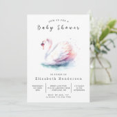 Whimsy Online Swan Baby Dusche Einladung (Stehend Vorderseite)