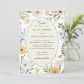 Whimsy Pastel Floral Wedding Einladung (Stehend Vorderseite)