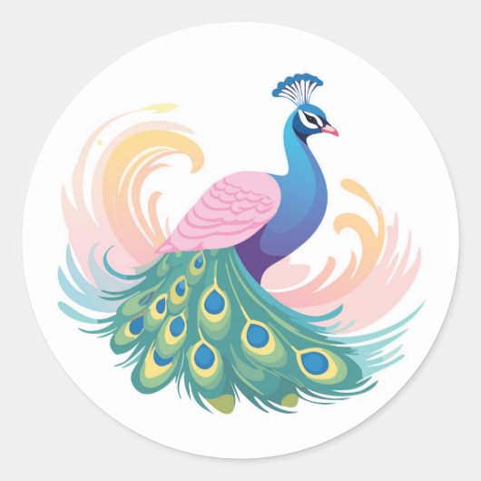 Whimsy Peacock Sticker (Vorderseite)
