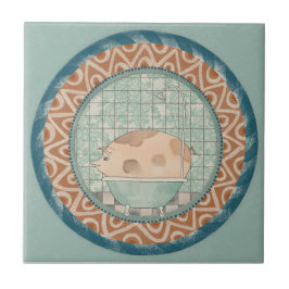 Whimsy Pig Mint Blau Terrakotta Aqua Türkis Fliese