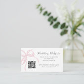 Whimsy Pink Bow Wedding QR Code Begleitkarte (Stehend Vorderseite)
