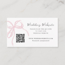 Whimsy Pink Bow Wedding QR Code Begleitkarte