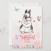 Whimsy Pink Butterflies & Bunny Valentine's Day Karte (Vorderseite)