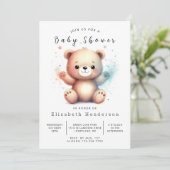 Whimsy Printable Bear Baby Dusche Einladung (Stehend Vorderseite)