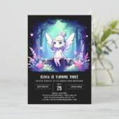 Whimsy Printable Fairy Birthday Einladung (Stehend Vorderseite)