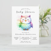 Whimsy Printable Owl Baby Dusche Einladung (Stehend Vorderseite)