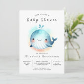 Whimsy Printable Whale Baby Dusche Einladung (Stehend Vorderseite)