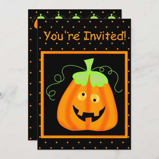 Whimsy Pumpkin Halloween-Party Einladung (Vorne/Hinten)