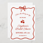 Whimsy Red She is the Cherry on Top Brautparty Save The Date (Vorne/Hinten)