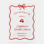 Whimsy Red She's the Cherry on Top Bridal Shower Acrylschild (Vorderseite)