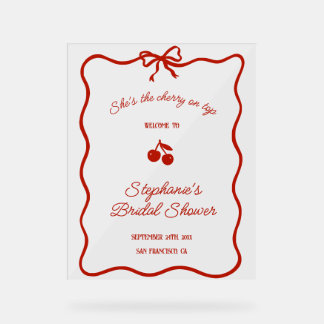 Whimsy Red She's the Cherry on Top Bridal Shower Acrylschild