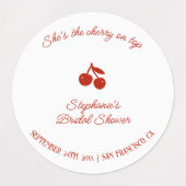Whimsy Red She's the Cherry on Top Bridal Shower Etiketten (Design 2)