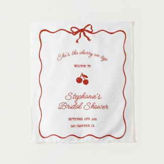 Whimsy Red She's the Cherry on Top Bridal Shower Wandteppich