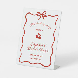 Whimsy Red Sie ist die Kirsche auf dem Hochzeitsbr Sockelschild