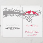 Whimsy rosa Liebhaber gefaltet Hochzeitsprogramm (Vorne/Hinten)