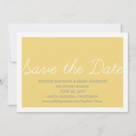 Whimsy Save the Date einladen, gelb Einladung (Vorderseite)