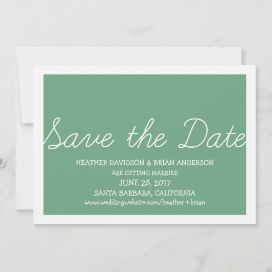 Whimsy Save the Date einladen, grün Einladung (Vorderseite)