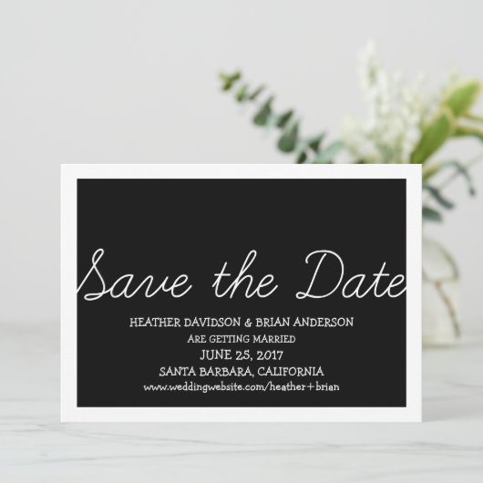 Whimsy Save the Date einladen, schwarz Einladung (Stehend Vorderseite)