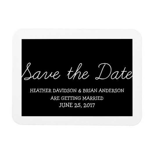 Whimsy Save the Date Magnet, Schwarz Magnet (Horizontal)