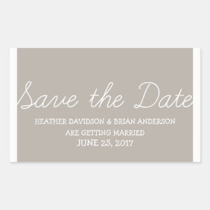 Whimsy Save the Date Stickers, Beige Rechteckiger Aufkleber
