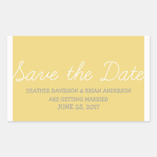 Whimsy Save the Date Stickers, gelb Rechteckiger Aufkleber