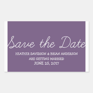 Whimsy Save the Date Stickers, Lila Rechteckiger Aufkleber