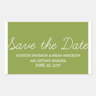 Whimsy Save the Date Stickers, Olive Green Rechteckiger Aufkleber